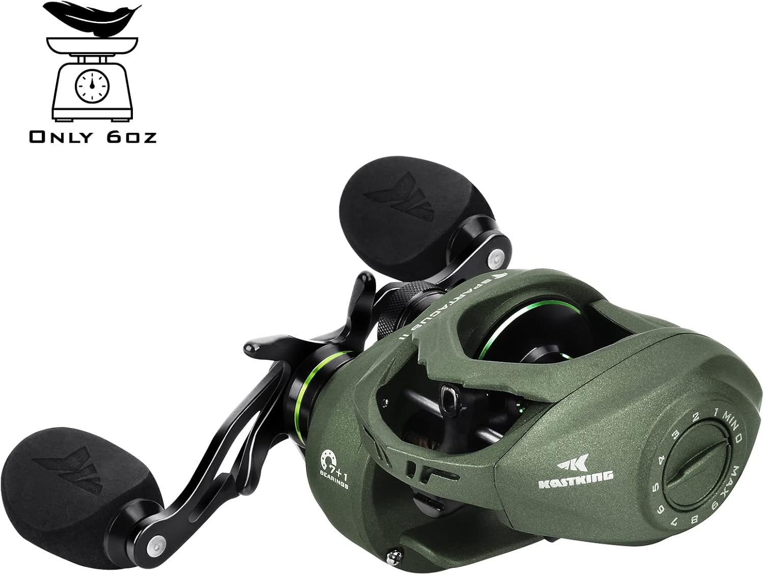 KastKing Spartacus II Baitcasting Fishing Reel, 6oz Ultralight Baitcaster Reel, Super Smooth with 17.6 LB Carbon Fiber Drag, 7.2:1 Gear Ratio, 39mm Palm Perfect Lower Profile Design - Image 2